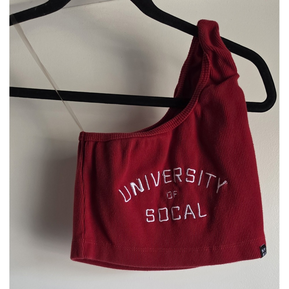 Hype & Vice Crop Top Size S Red One-Shoulder Sleeveless Women Athleisure